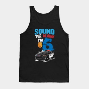 Kids Police Car 6th Birthday Gift Boy Sound The Alarm I'm 6 Tank Top